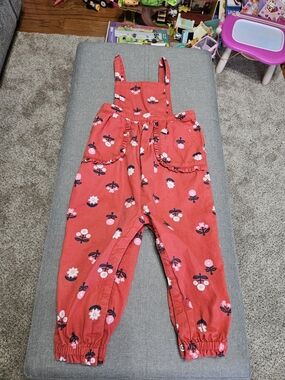 Old Navy Red Floral Girls Overalls